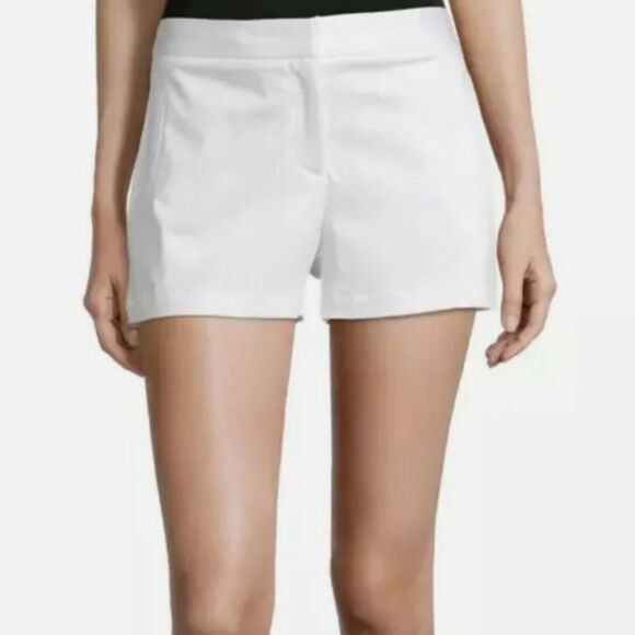 Worthington Modern Fit Shorts Solid White High Rise Relaxed Uniform Chino Casual - Picture 2 of 6